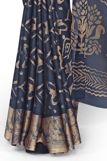 Women's Chiffon Printed Saree with BlousePiece