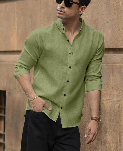 Men's Solid Linen Cotton Shirt | Casual | Plain