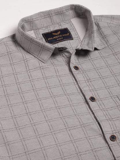 Majestic Man Cotton Checkered Slim Fit Casual Shirt