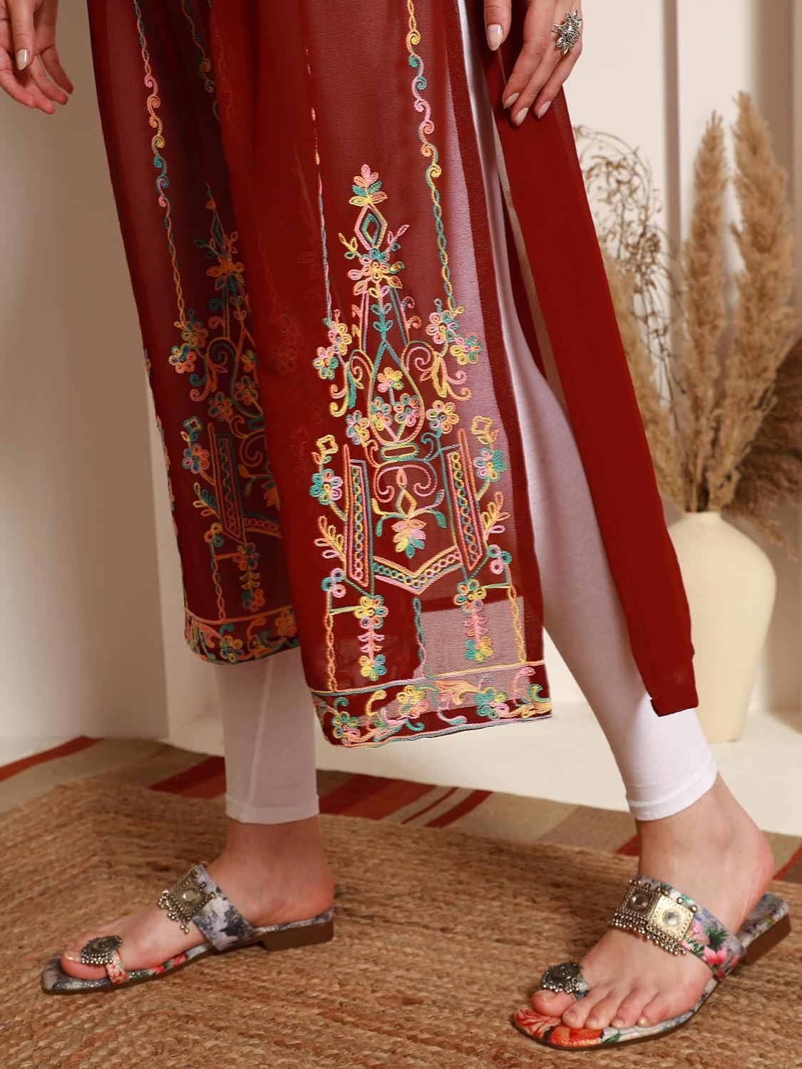 EthnicJunction Women's Georgette Embroidered
