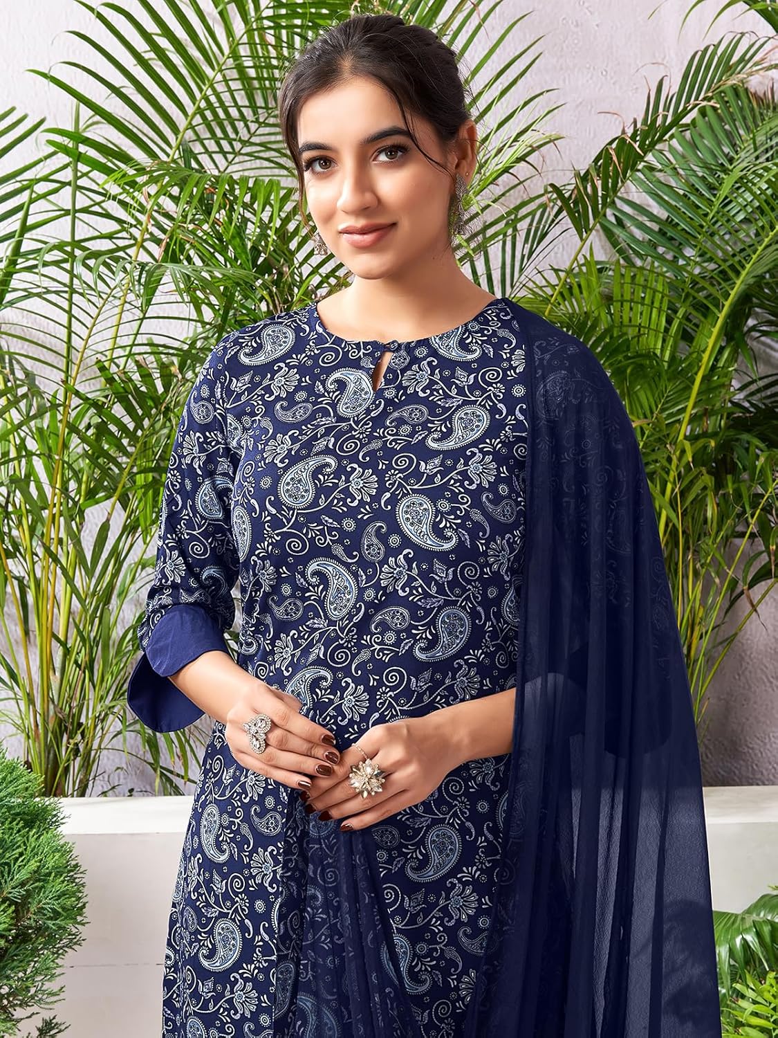 Women's Crepe Printed Kurta with Pant and Dupatta Set
