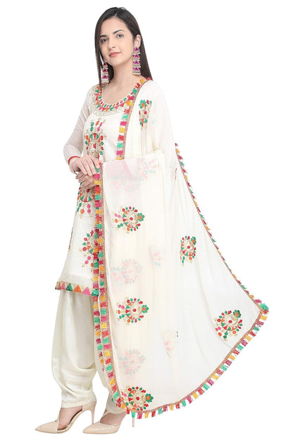 EthnicJunction Women's Chanderi Cotton Embroidered