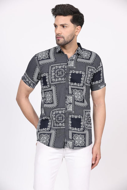 CVC Men's Regular Fit Half Sleeve Printed Shirt
