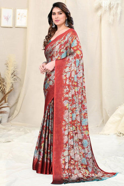 Floral Printed Saree with Blouse Piece