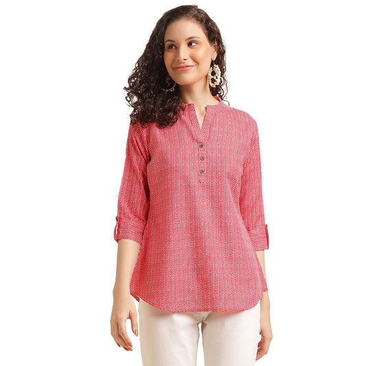 NAINVISH Tops for Women Printed Regular Fit Shirt Top for Women|Tops for Women Stylish Latest|Office Wear Tops for Women|Cotton Blend Tops for Women