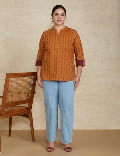 Myx Women's Cotton Printed Straight-fit Short Kurti