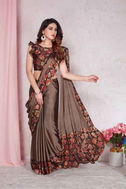 Chiffon Printed Women Saree with Blouse Piece
