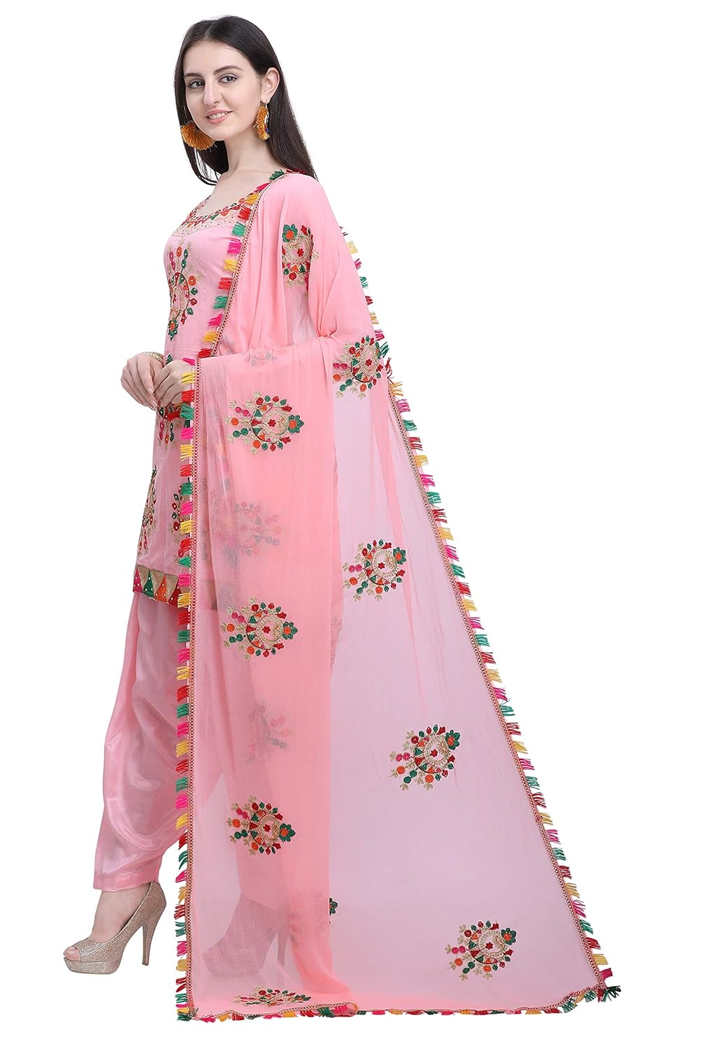EthnicJunction Women's Chanderi Cotton Embroidered