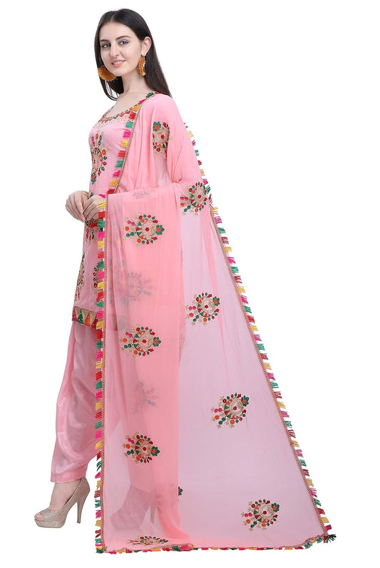 EthnicJunction Women's Chanderi Cotton Embroidered