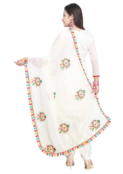 EthnicJunction Women's Chanderi Cotton Embroidered