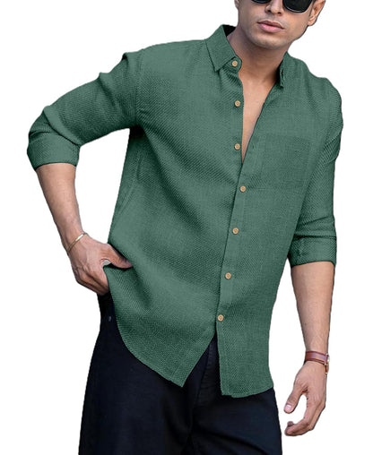 RAIZAX Men Linen Cotton Full Sleeve Shirt for Man