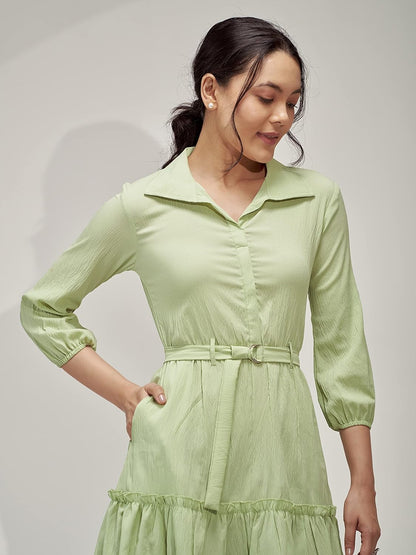 AASK Women Peplum Gathared Stylish Dress with Belt