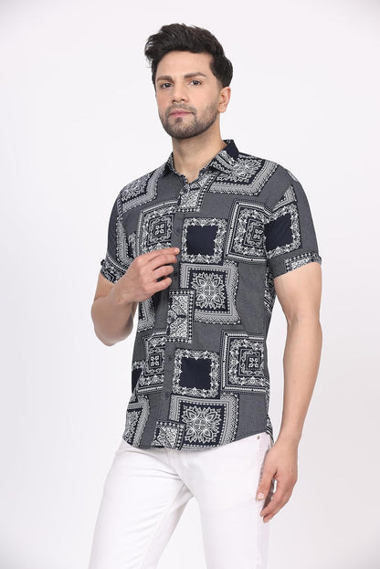CVC Men's Regular Fit Half Sleeve Printed Shirt