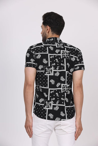 CVC Men's Regular Fit Half Sleeve Printed Shirt