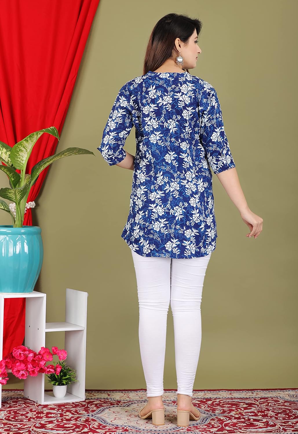 Gudwear Stylish Printed Button Down Style Shirt Top for Women