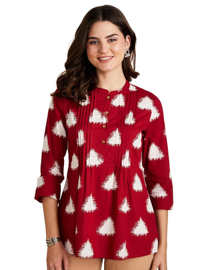 Myx Women's Cotton Printed A-line Short Kurti