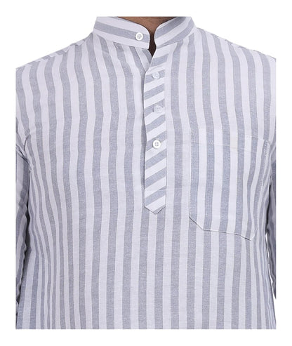 A F COLLECTION STORE Men's Khadi Cotton Striped Casual Long Kurta | Long Sleeves for Men | Regular Fit Cotton Stripedd Long Kurta