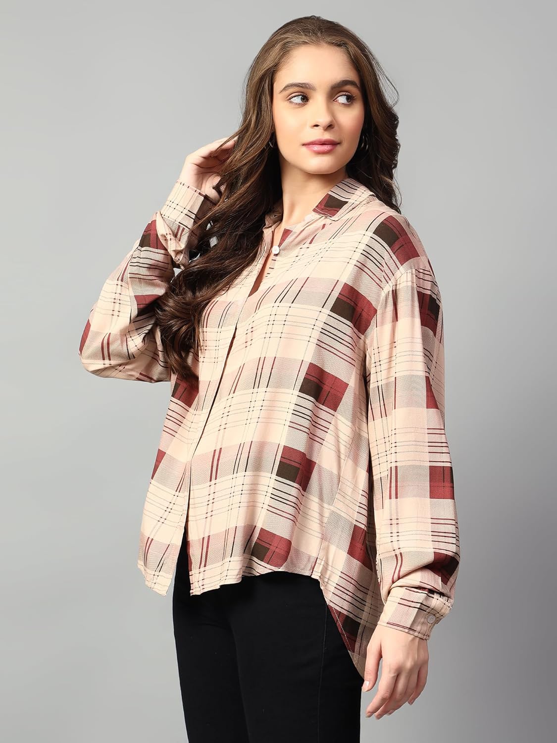 KOTTY Checkered Oversized Fit Womens Shirt