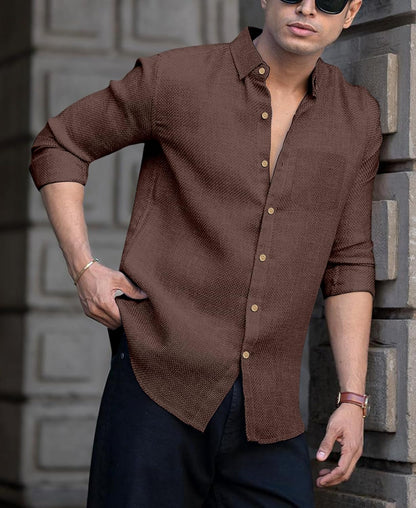 RAIZAX Men Linen Cotton Full Sleeve Shirt for Man