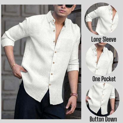 RAIZAX Men Linen Cotton Full Sleeve Shirt for Man