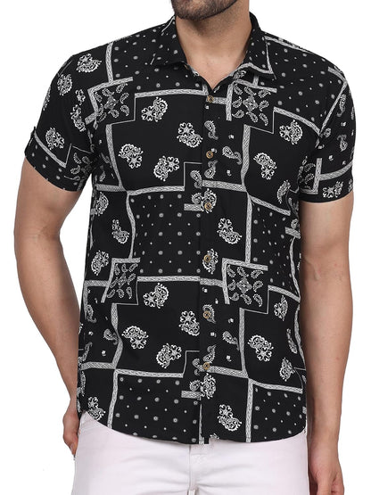 CVC Men's Regular Fit Half Sleeve Printed Shirt