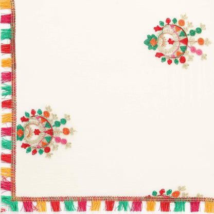 EthnicJunction Women's Chanderi Cotton Embroidered