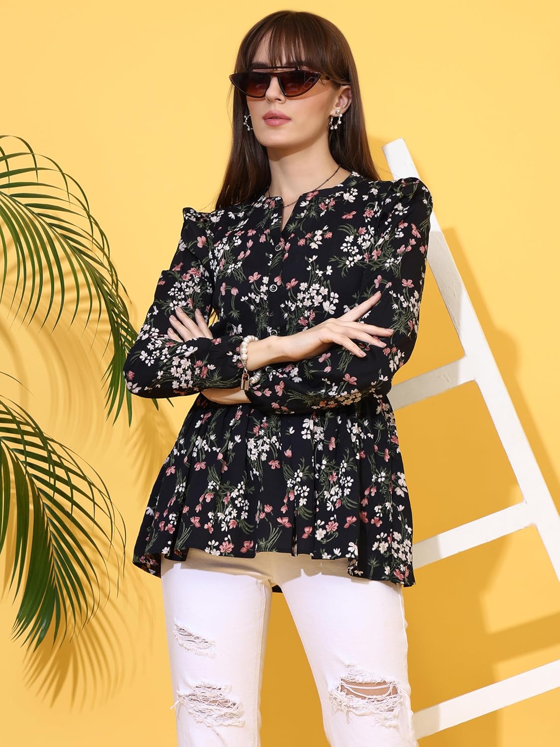 Sheetal Associates Women's Top Shirt Stylish Trendy for Girls | Floral Printed Top | Lightweight Day Comfort