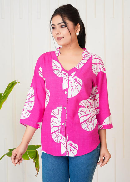 Lamenda Fashions Floral Printed Shirt Style Top