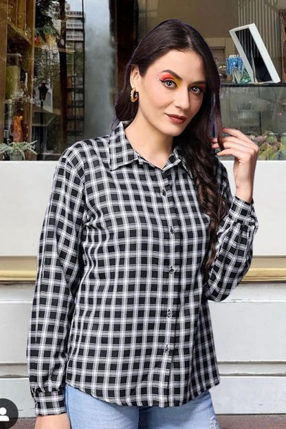 POPWINGS Casual Checks Print Shirt for Women