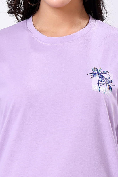 TQH Women's Casual Printed Round Neck, Oversized Longline Drop Shoulder Boho Style T-Shirt