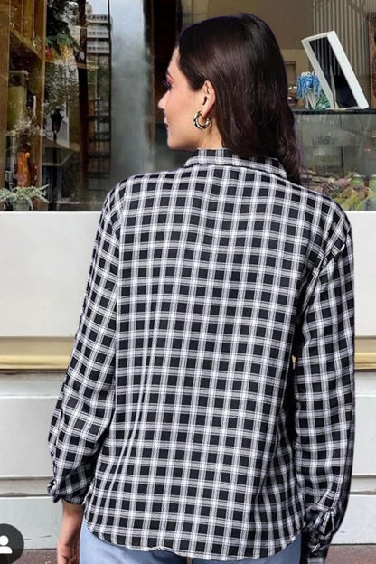 POPWINGS Casual Checks Print Shirt for Women