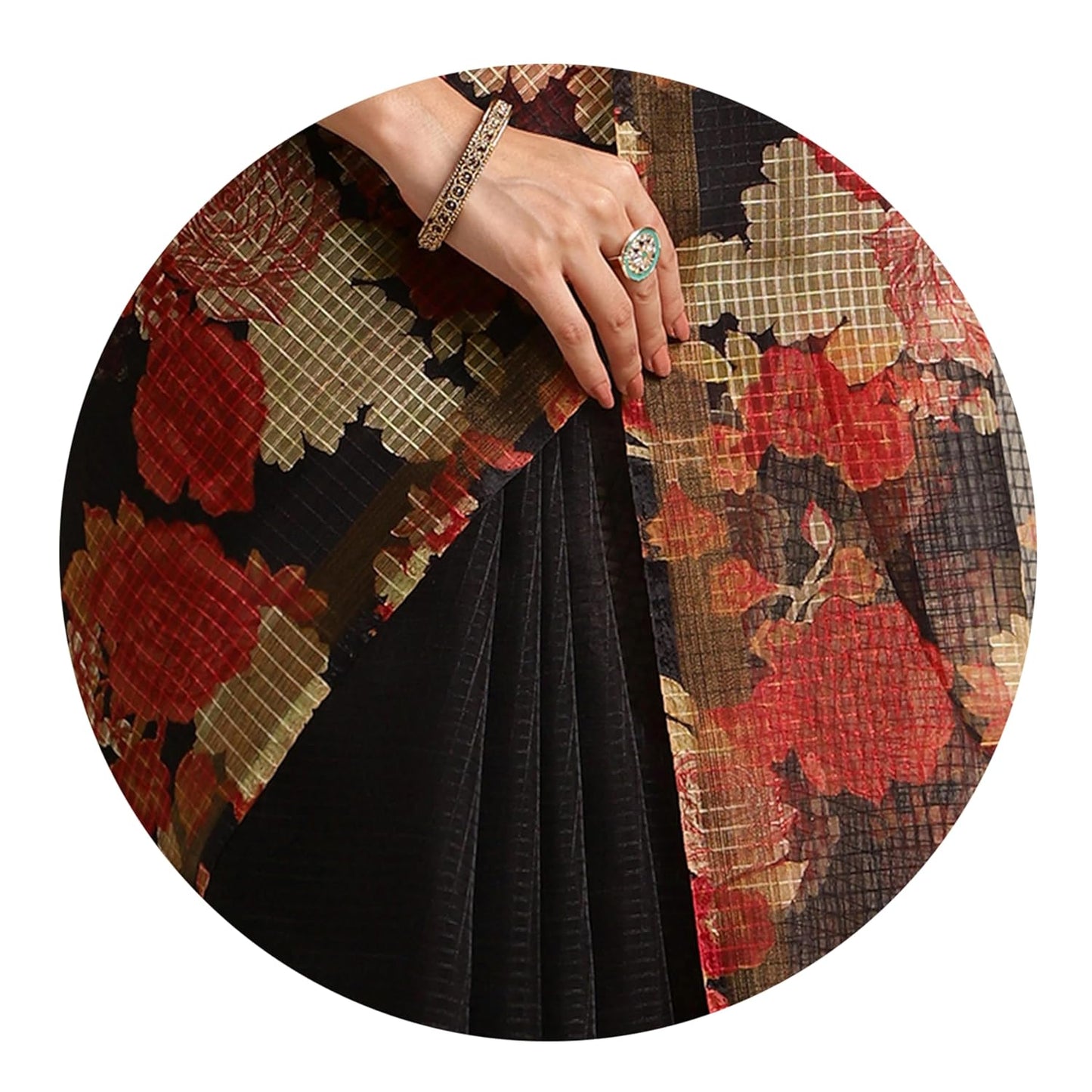 Women's Kota Floral Printed Saree with Blouse Piece