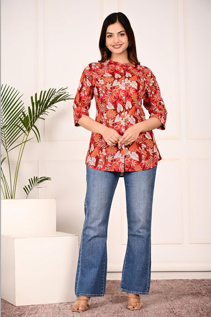Gudwear Printed Shirt Style Top Women l Stylish Shirt