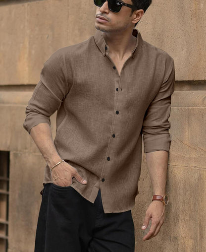 Men's Solid Linen Cotton Shirt | Casual | Plain