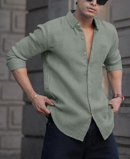 Men's Solid Linen Cotton Shirt | Casual | Plain