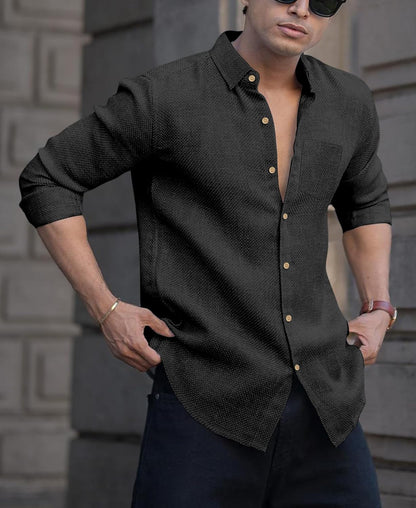 RAIZAX Men Linen Cotton Full Sleeve Shirt for Man
