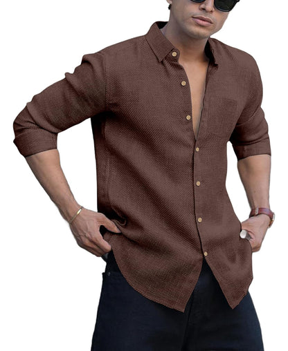 Men's Solid Linen Cotton Shirt | Casual | Plain
