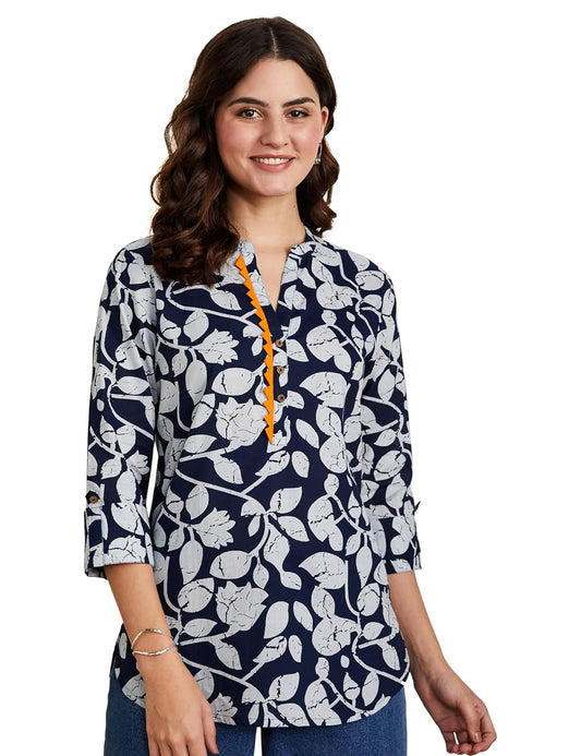Myx Women's Cotton Printed Straight-fit Short Kurti