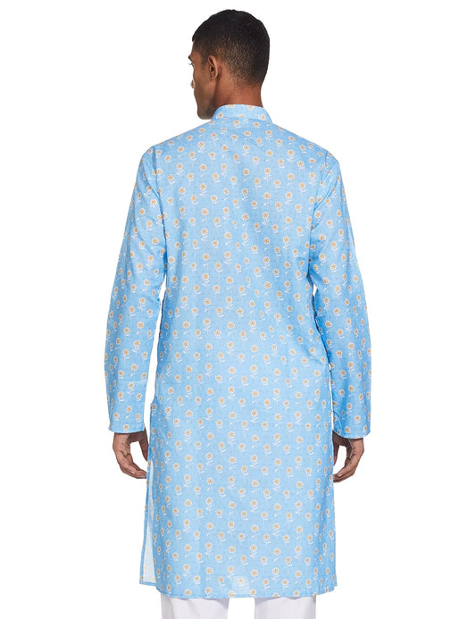 Luxrio Kurta for Men Cotton Blend Long Printed Straight Fit