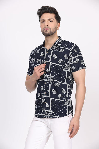 CVC Men's Regular Fit Half Sleeve Printed Shirt