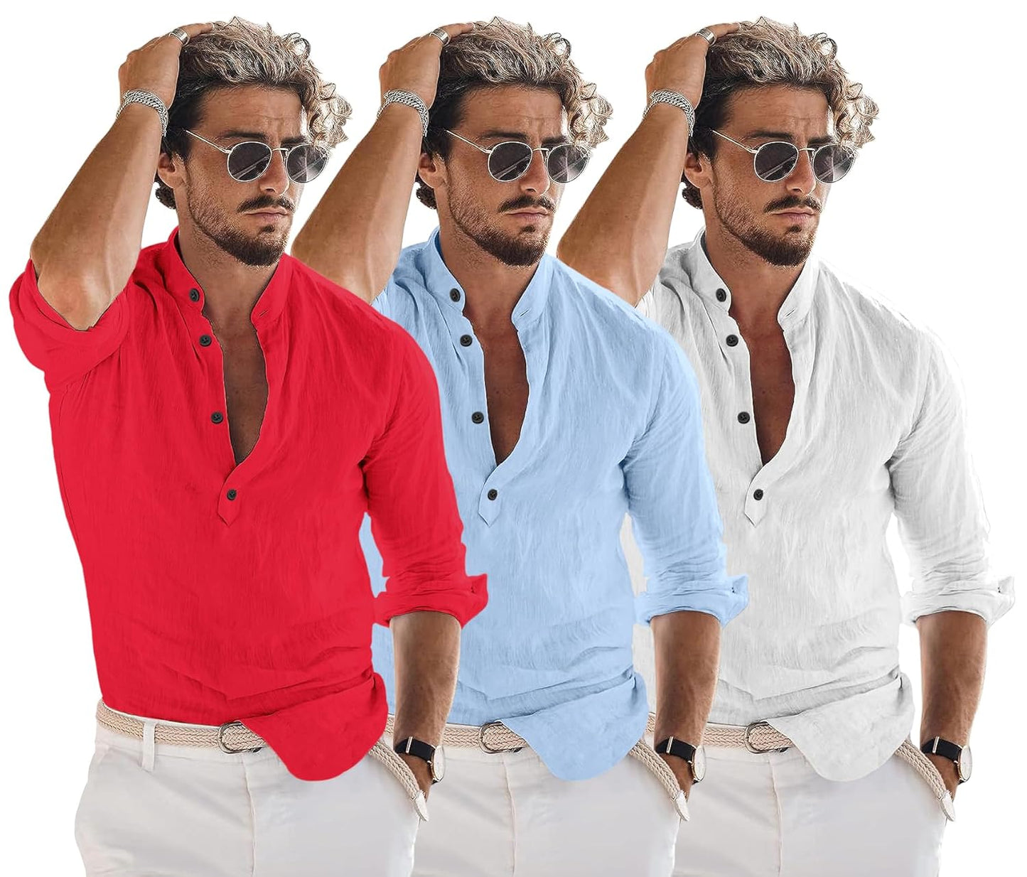 Men Solid Cotton Blend Straight Kurta Shirt Pack of 2