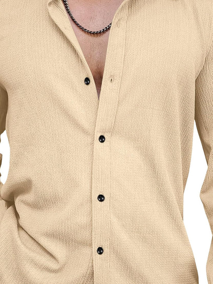 Men's Regular Fit Poly Popcorn Casual Shirt
