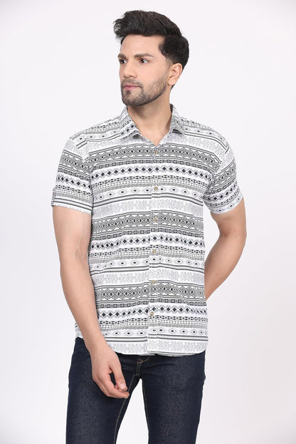 CVC Men's Regular Fit Half Sleeve Printed Shirt