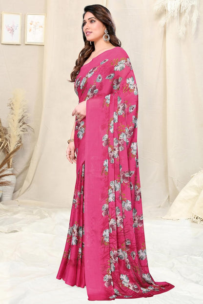 Floral Printed Saree with Blouse Piece