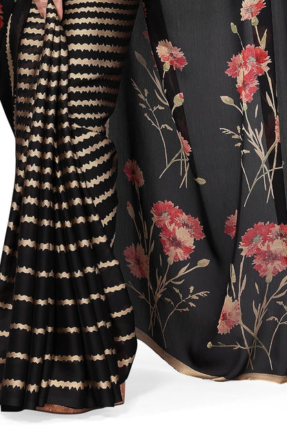 FASHION Women's  Floral Printed Saree with Blouse Piece