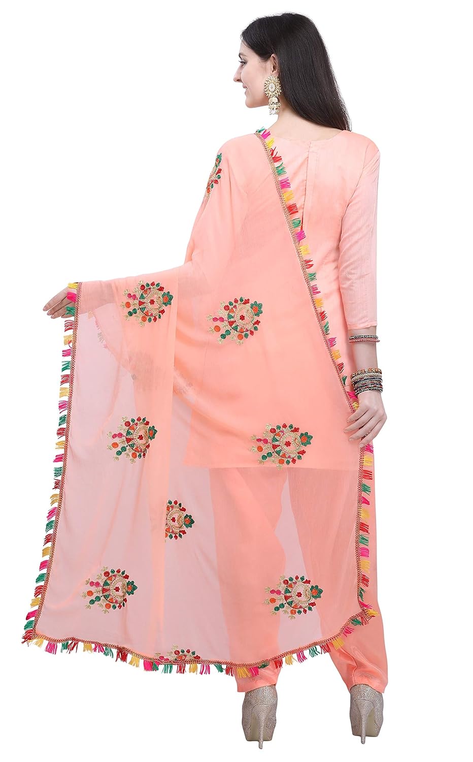 EthnicJunction Women's Chanderi Cotton Embroidered