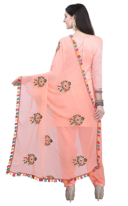 EthnicJunction Women's Chanderi Cotton Embroidered