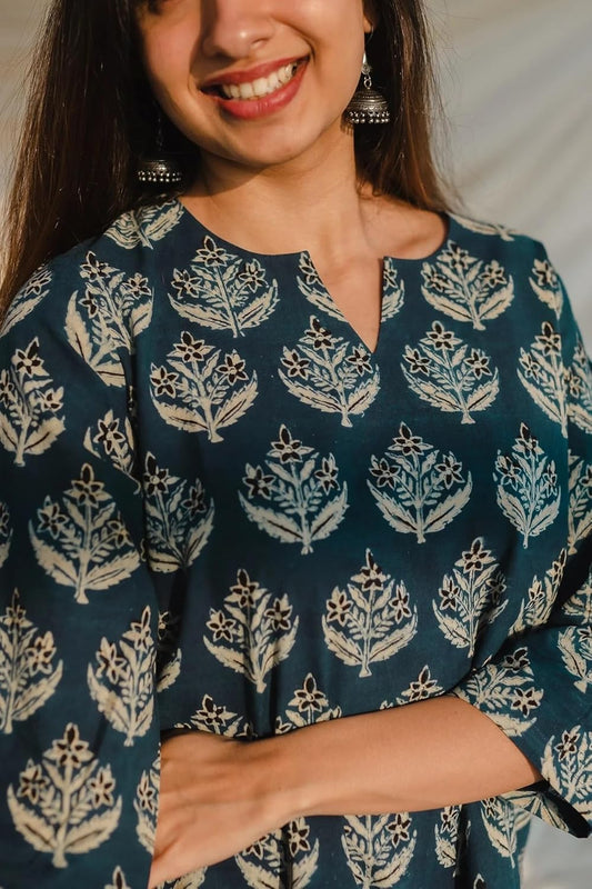 KLOSIA Women Viscose Regular Fit Printed Short Kurta