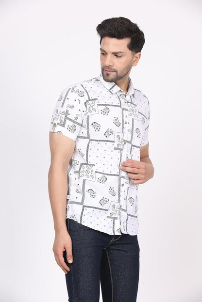 CVC Men's Regular Fit Half Sleeve Printed Shirt