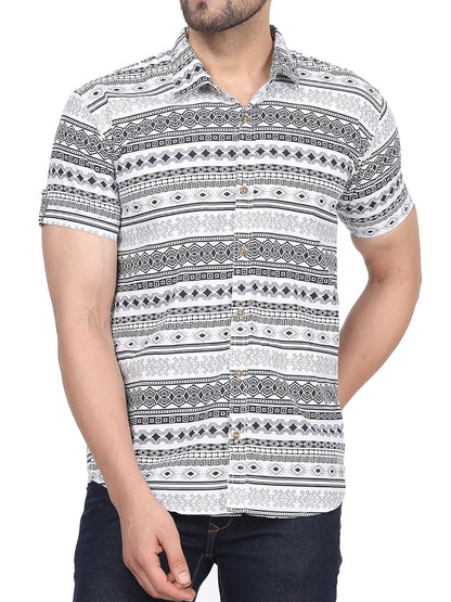CVC Men's Regular Fit Half Sleeve Printed Shirt